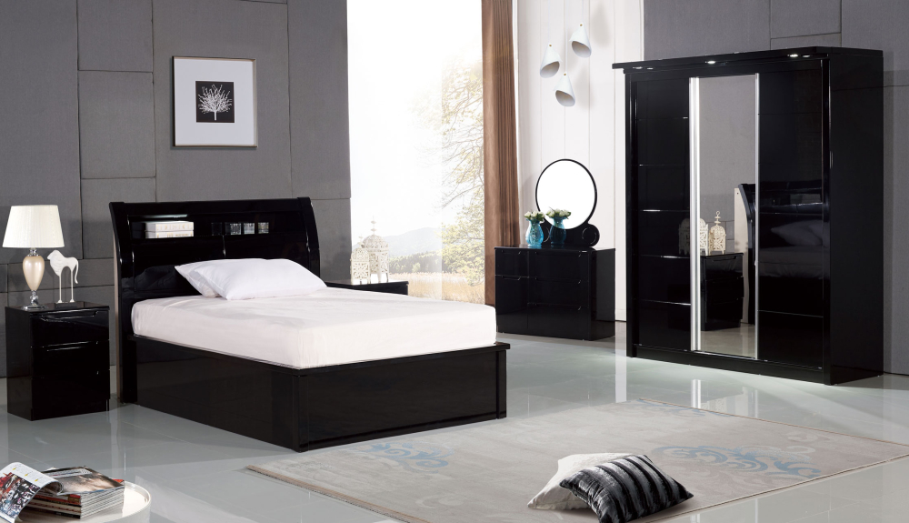 Moscow Glossy Black Bed-Single-Default