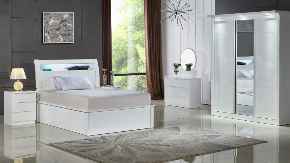 Moscow Glossy White Bed-Single-Default