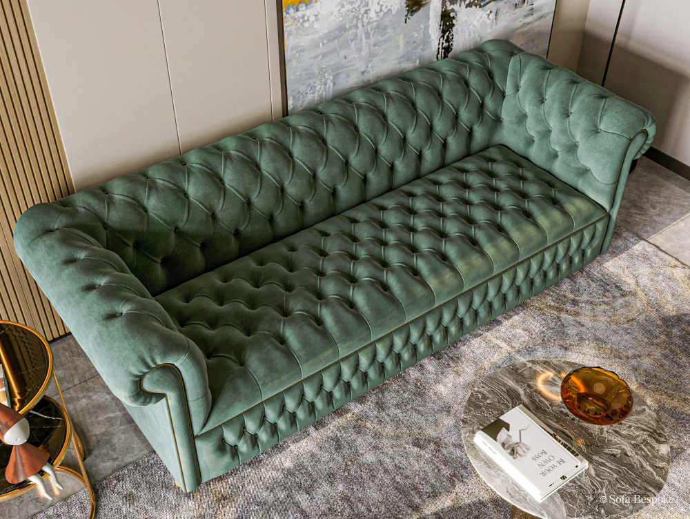 Dunstable Green Sofa-Velvet-1 Seater -Default