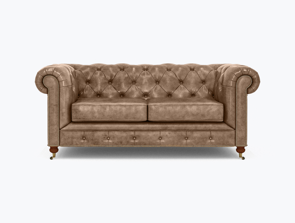 Morrilton Chesterfield Leather Sofa-2 Seater -Leather-AIDA
