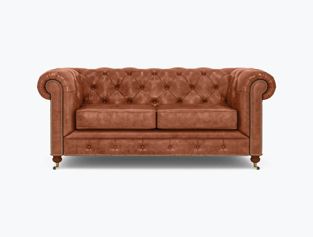 Morrilton Chesterfield Leather Sofa-2 Seater -Leather-Antique-Collection