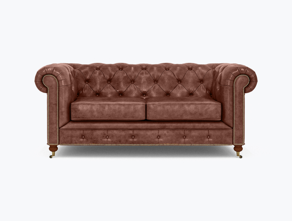 Morrilton Chesterfield Leather Sofa-2 Seater -Leather-OCEAN
