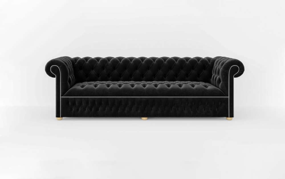 Dunstable Green Sofa-Velvet-3 Seater -Black