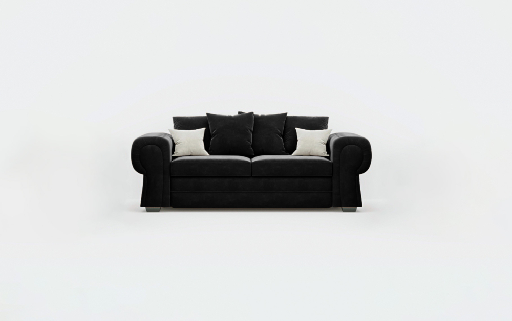 Durham Scatter Cushion Sofa -3 Seater -Wool-Black