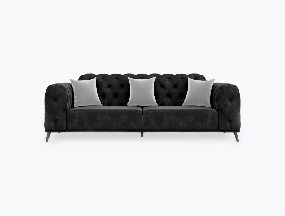 Magdeburg Sofa-1 Seater -Velvet-Black