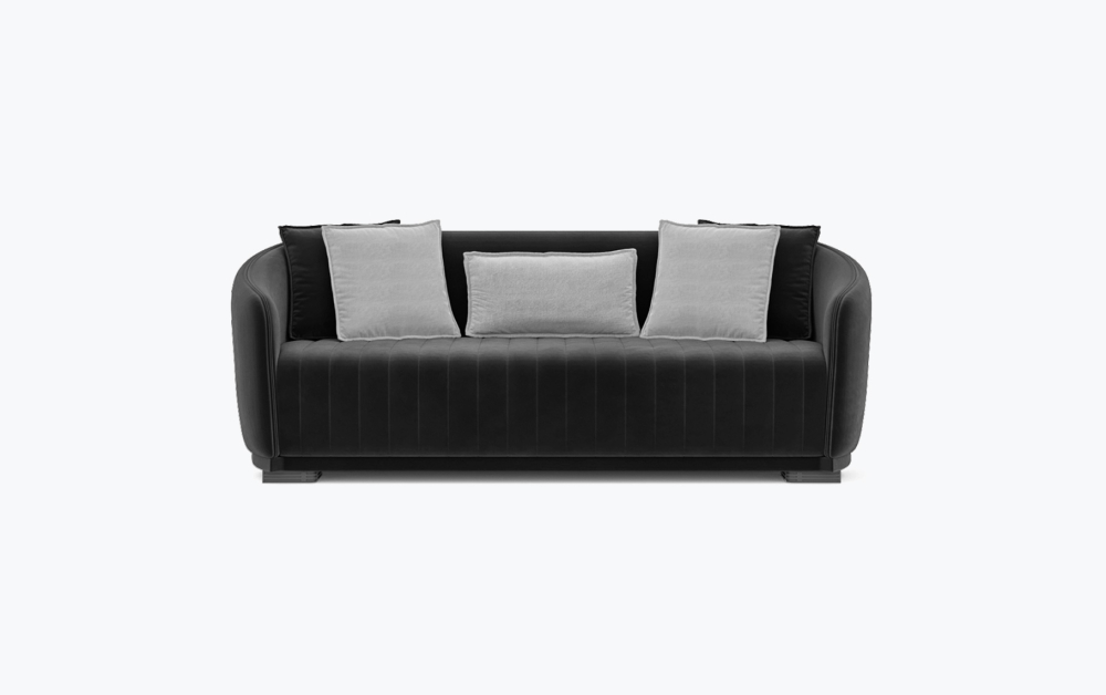 Exeter Luxury Sofa-3 Seater -Velvet-Black