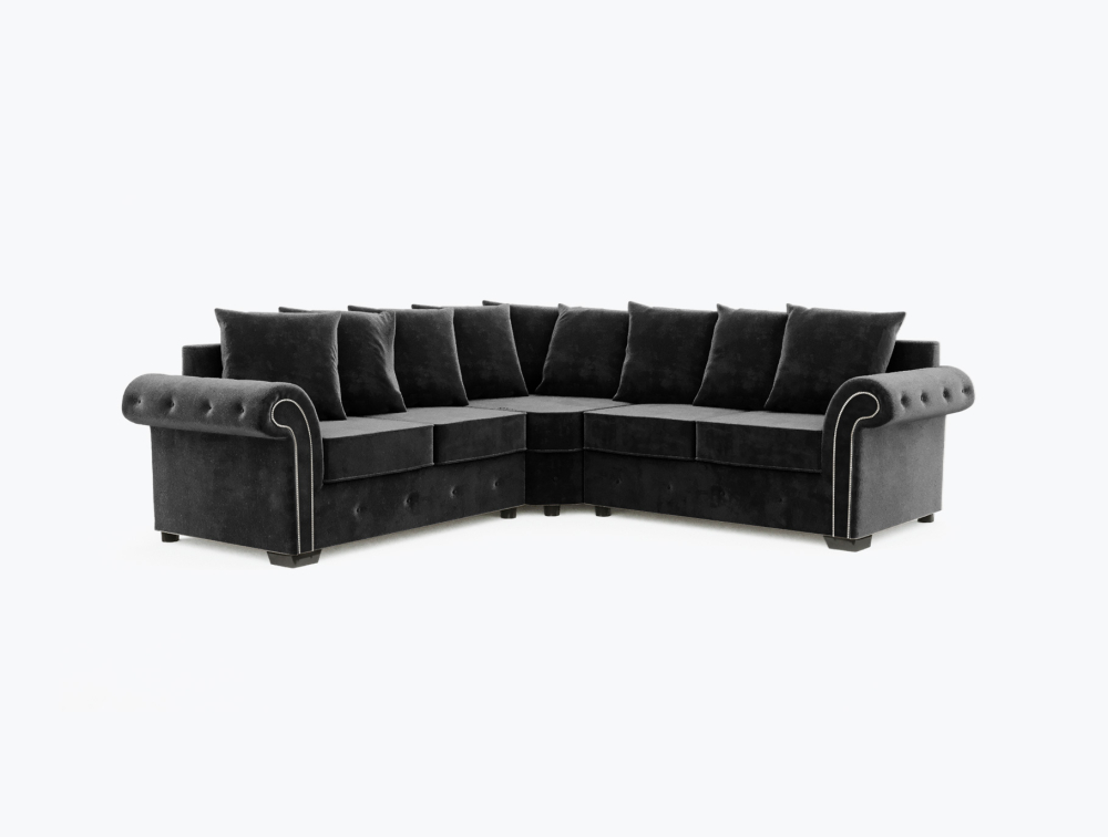 Norwich Sofa-Corner-Velvet-Black