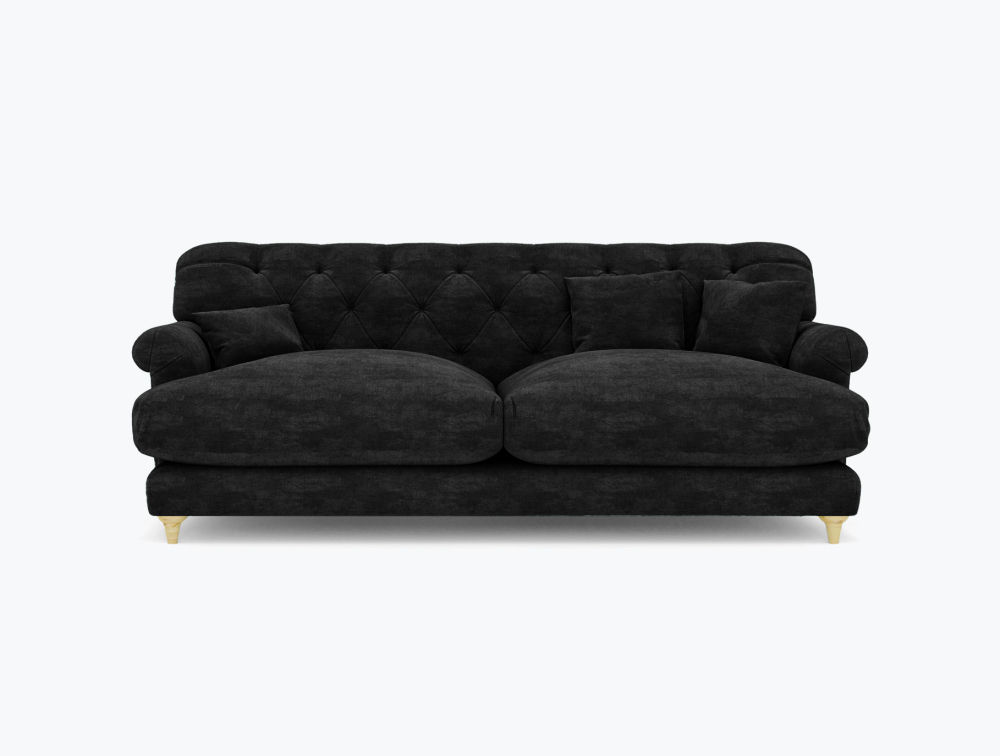 Squashy Sofa-3 Seater -Velvet-Black