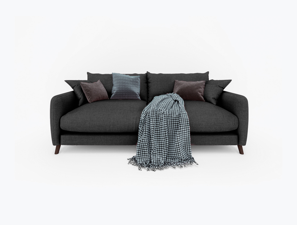Slushy Sofa-3 Seater -Velvet-Black