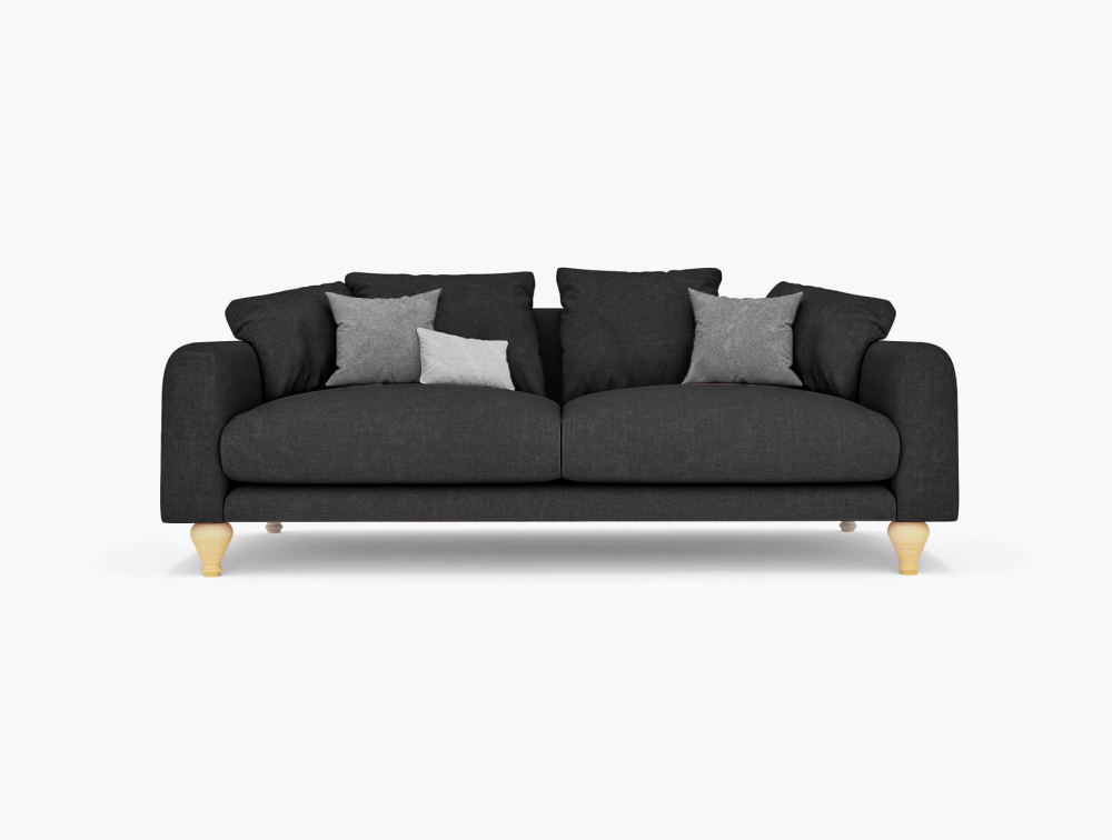 Swampy Sofa-3 Seater -Velvet-Black