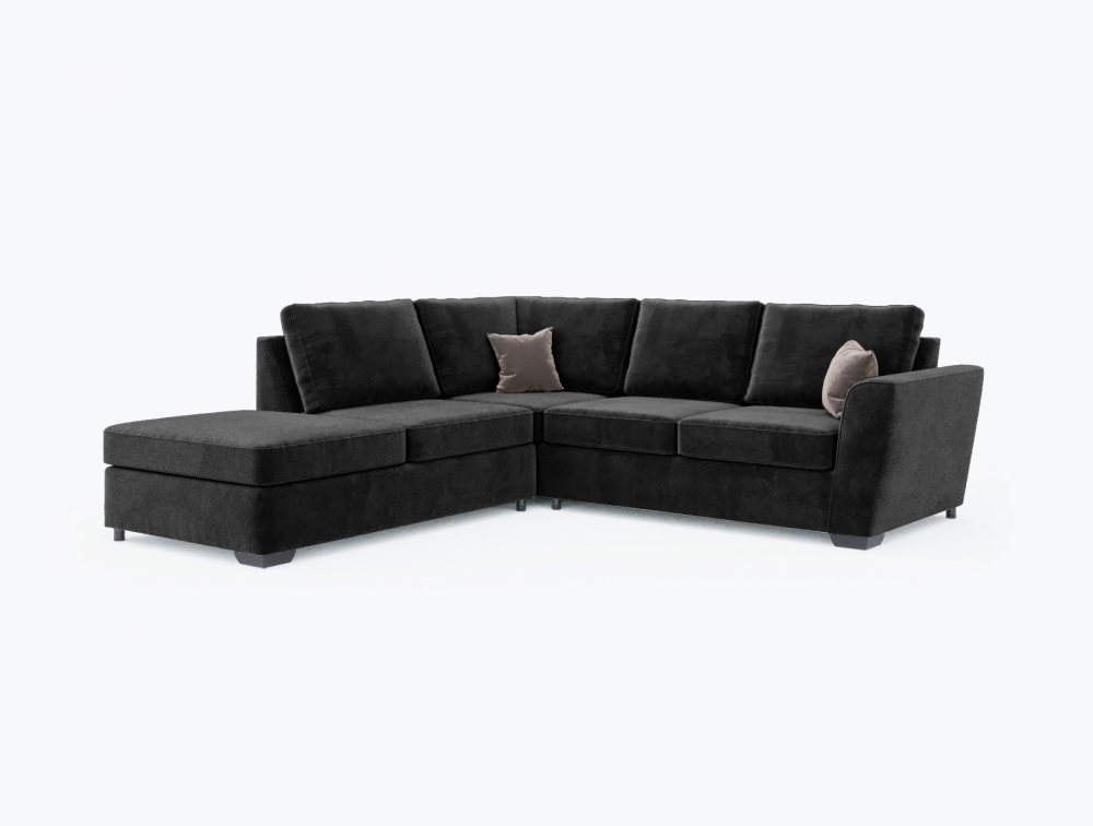 Salisbury Corner Sofa-Corner-Velvet-Black