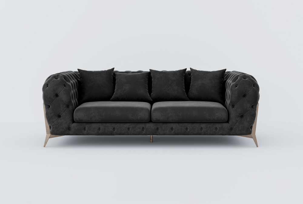 Augsburg Sofa-Velvet-2 Seater -Black