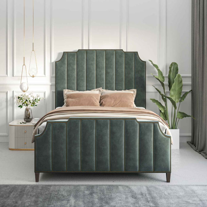 Canterbury Green Velvet Bed