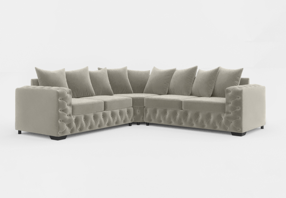 Sheffield Classic Corner Sofa-Velvet-Cream