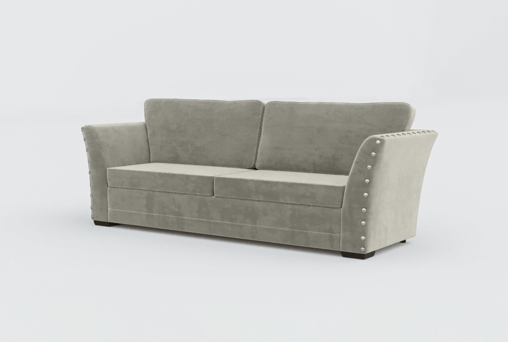 Cardiff Curved Arms Velvet Sofa-3 Seater -Woll-Cream