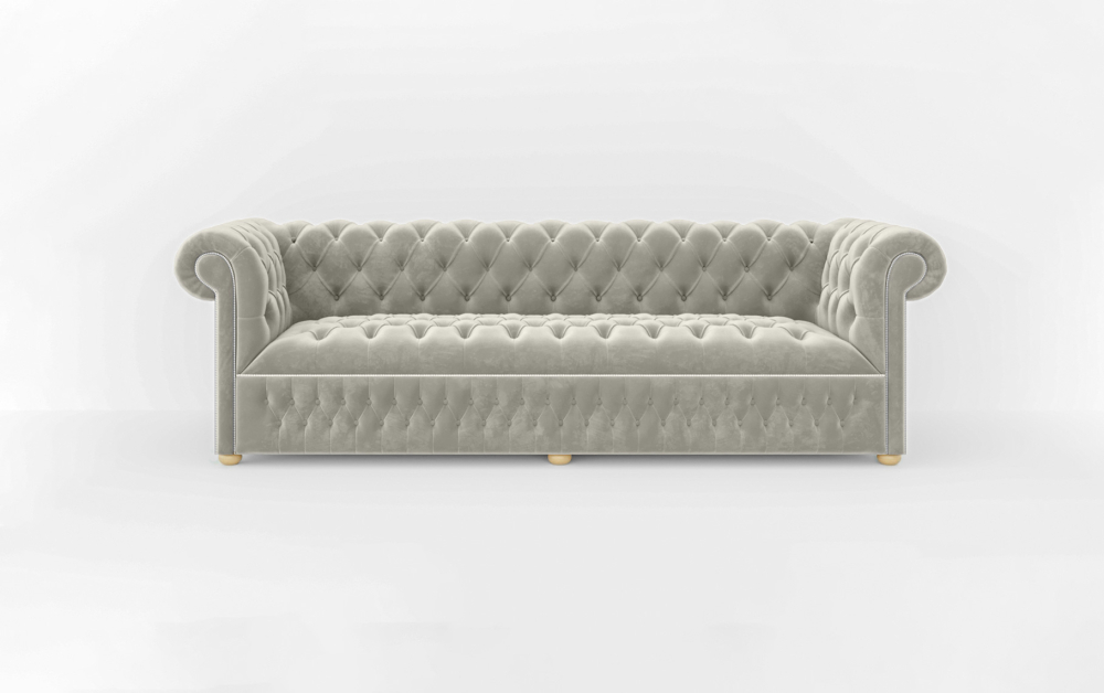 Dustantable Chesterfield 3 Seated Sofa-3 Seater -Velvet-Cream