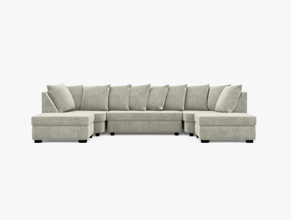 Sunderland U-Shape Sofa-U-Shape-Velvet-Cream