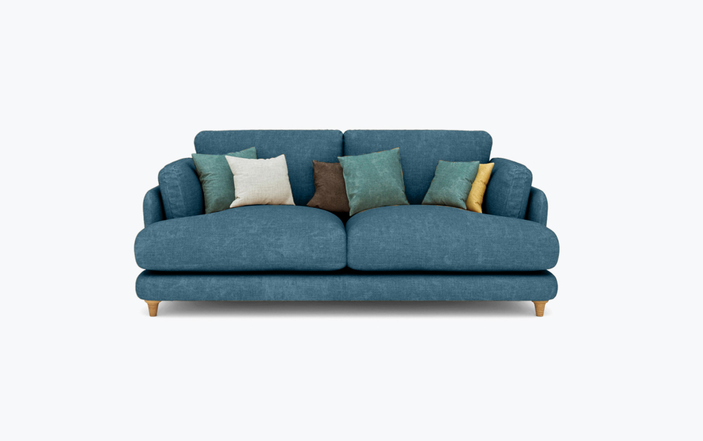 Fleecy Sofa-3 Seater -Velvet-Blue