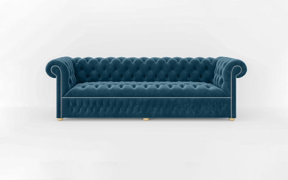 Dunstable Green Sofa-Velvet-1 Seater -Blue