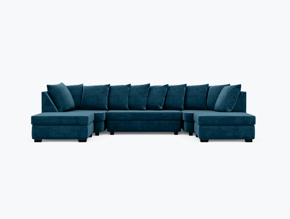 Sunderland U-Shape Sofa-U-Shape-Velvet-Blue