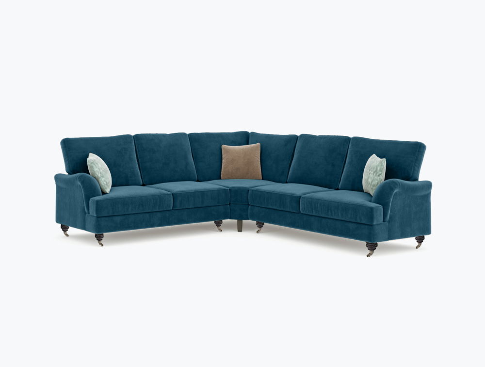 Salisbury Corner Sofa-Corner-Velvet-Blue