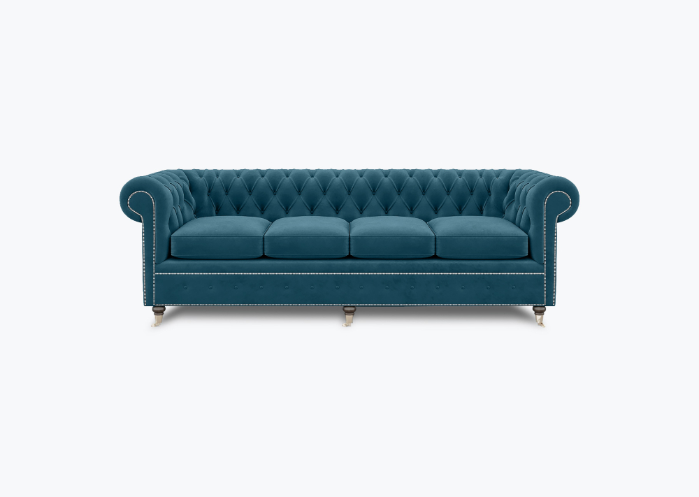 Livingston Chesterfield Sofa-3 Seater -Velvet-Blue