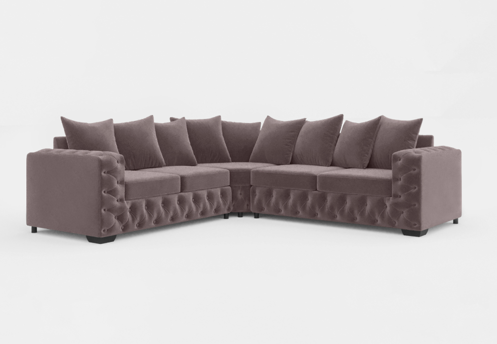 Sheffield Classic Corner Sofa-Velvet-Grape