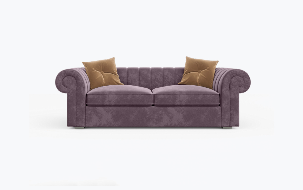 Hereford Chesterfield Sofa-3 Seater -Wool-Grape