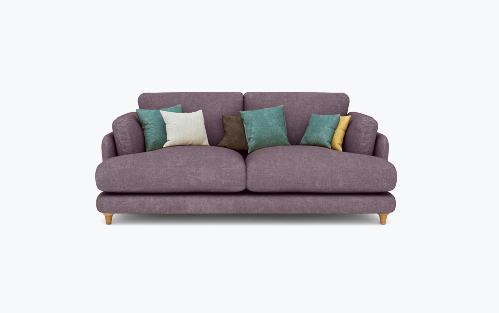Fleecy Sofa-3 Seater -Velvet-Grape