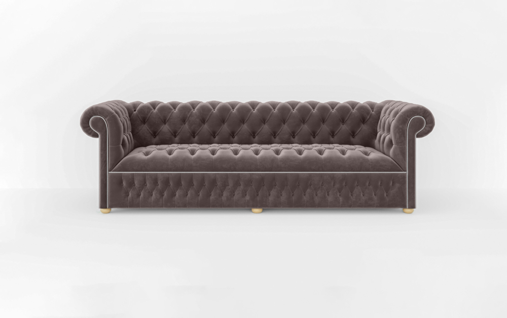 Dunstable Green Sofa-Velvet-3 Seater -Grape