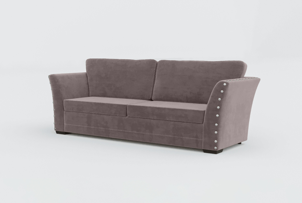 Cardiff Curved Arms Velvet Sofa-3 Seater -Woll-Grape