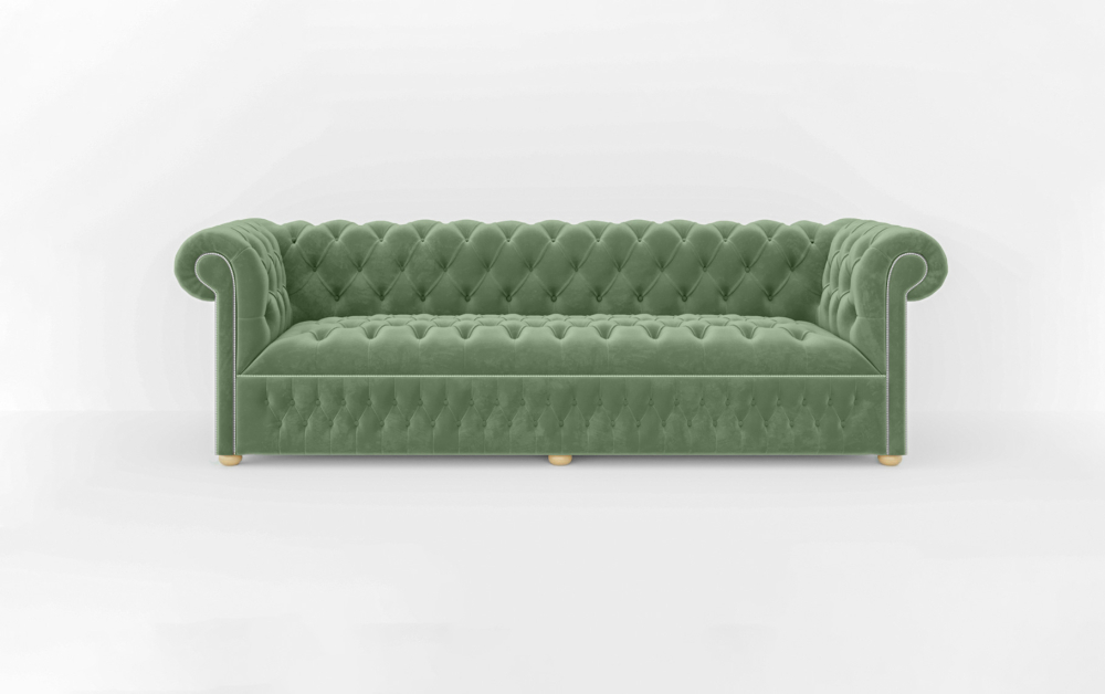 Dustantable Chesterfield 3 Seated Sofa-2 Seater -Velvet-Green