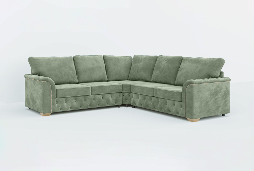 Coventry Club Corner Sofa-Velvet-Corner-Green