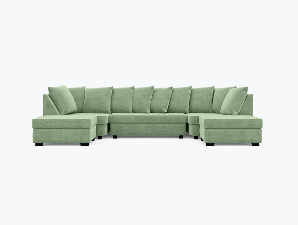 Sunderland U-Shape Sofa-U-Shape-Velvet-Green
