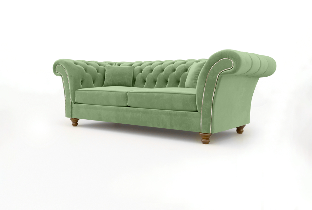 Chesterfield Leicester Sofa-1 Seater -Velvet-Green