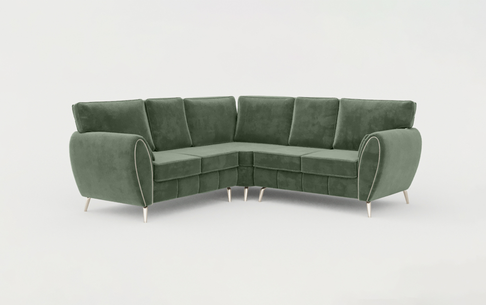 Derby Club Corner Sofa-corner-Velvet-Light Green