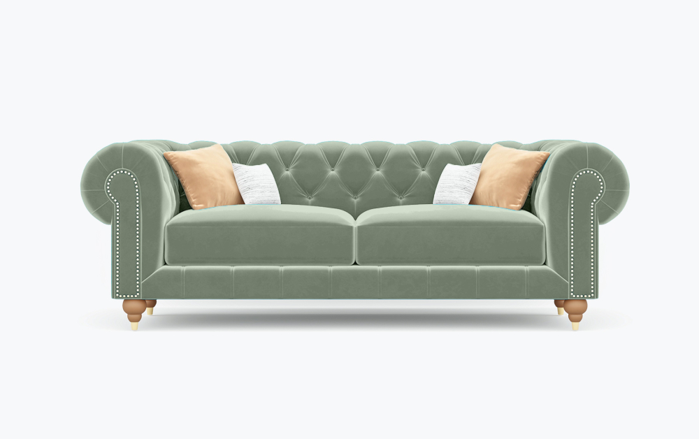 Jackson Chesterfield Sofa-3 Seater -Velvet-Light Green