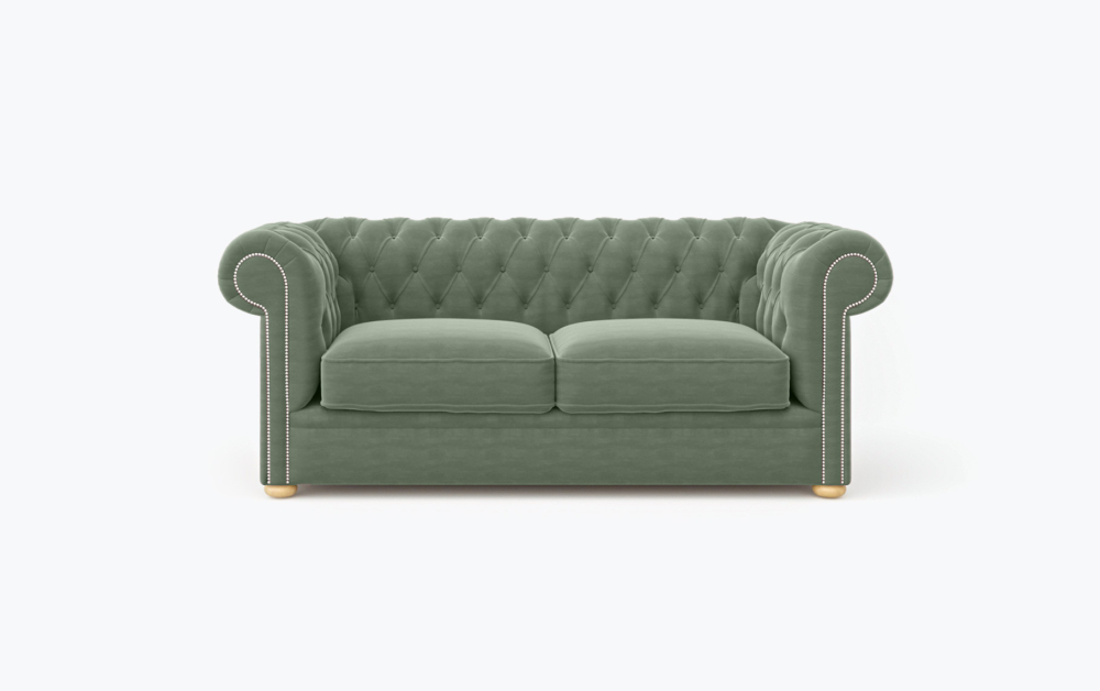 Liverpool Chesterfield Sofa-3 Seater -Wool-Light Green
