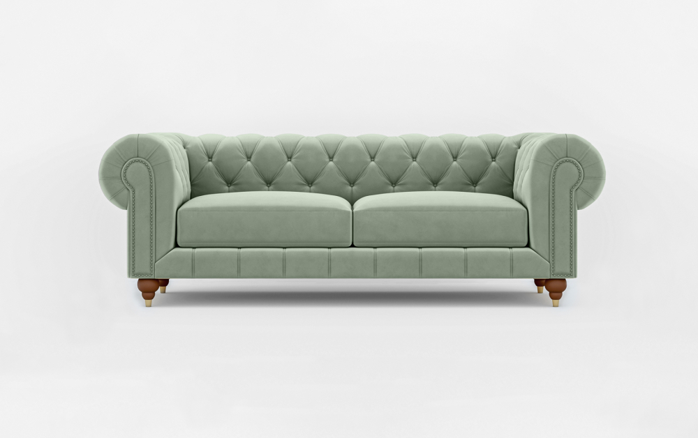 Dumfries Chesterfield Sofa-1 Seater -Velvet-Light Green