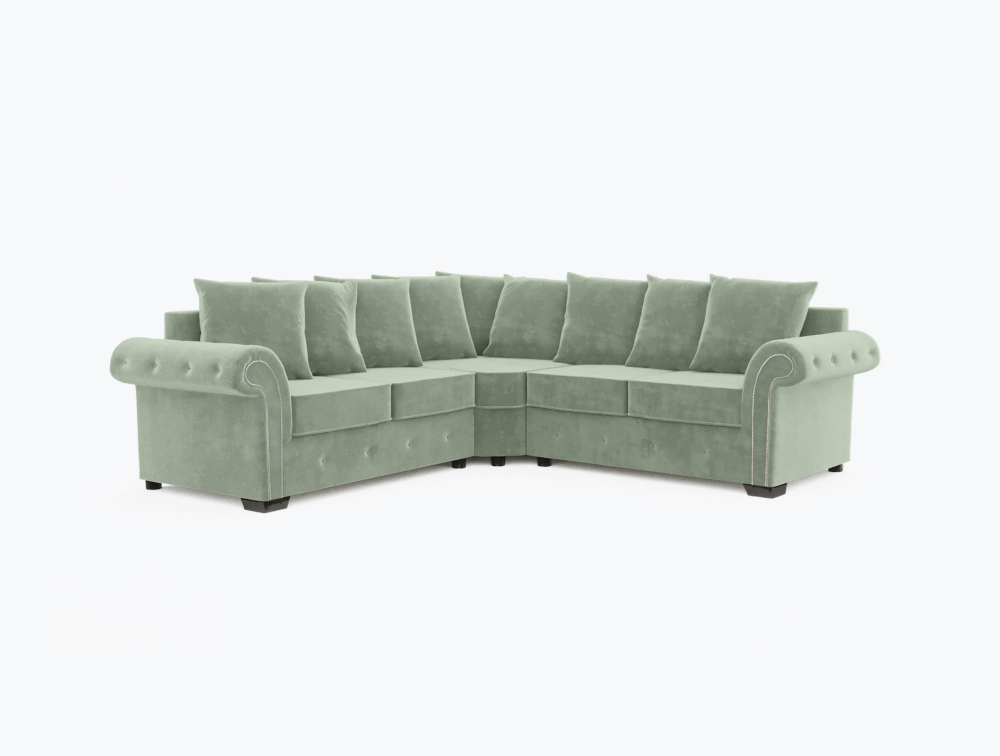 Norwich Sofa-Corner-Velvet-Light Green