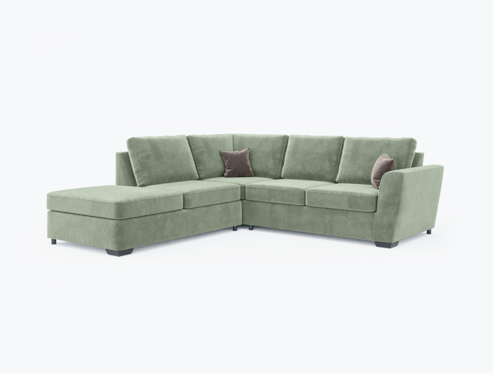 Salisbury Corner Sofa-Corner-Velvet-Light Green