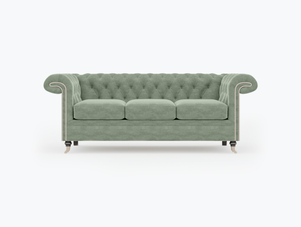 Nottingham Sofa-4 Seater-Velvet-Light Green