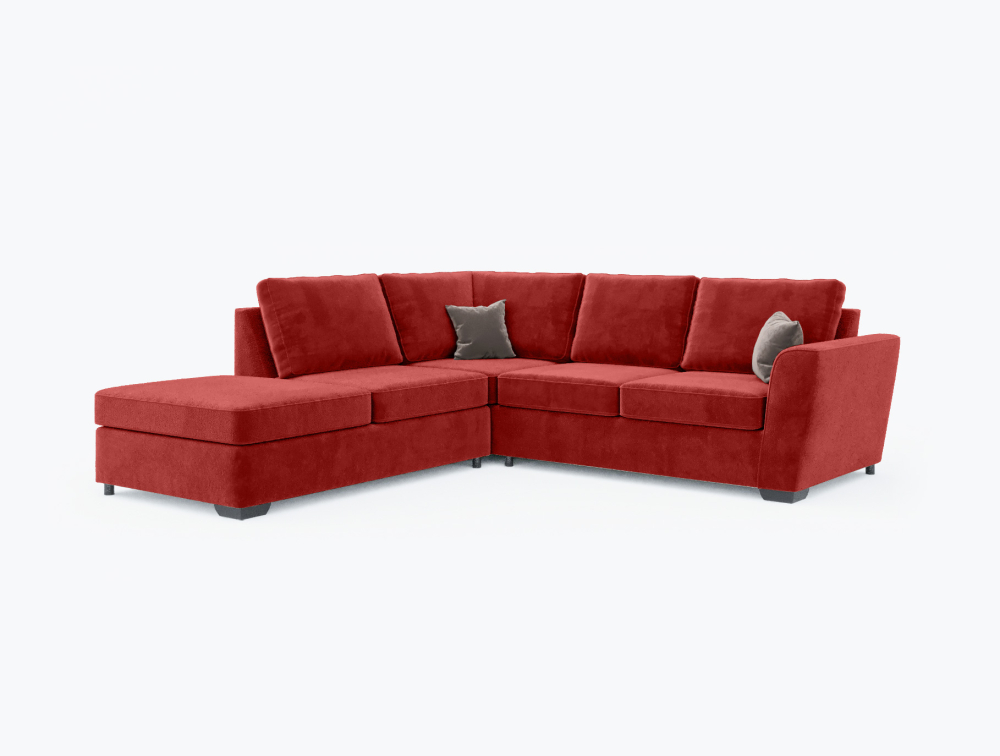 Salisbury Corner Sofa-Corner-Velvet-Maroon