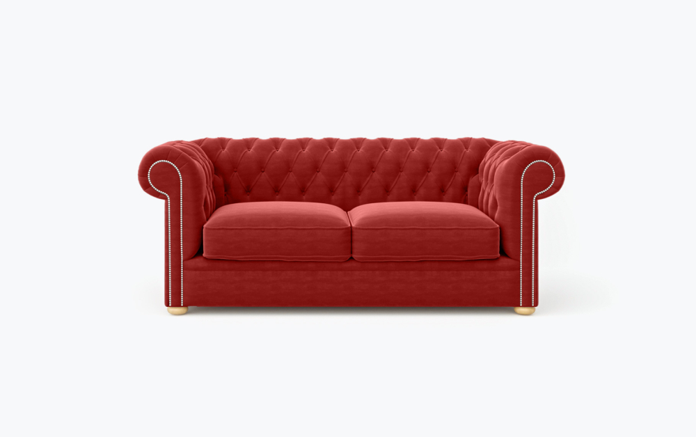 Liverpool Chesterfield Sofa-2 Seater -Wool-Maroon