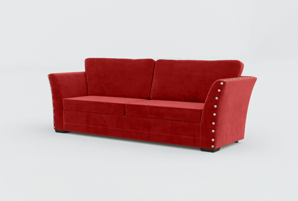 Cardiff Curved Arms Velvet Sofa-1 Seater -Velvet-Maroon