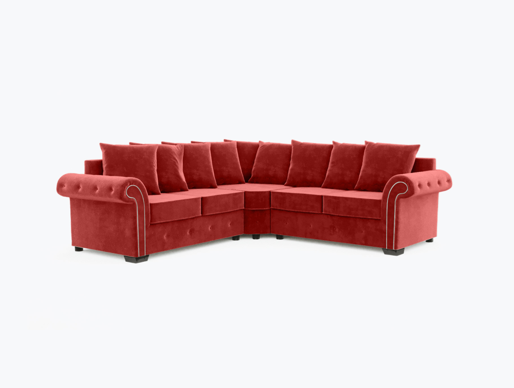 Norwich Sofa-Corner-Velvet-Maroon