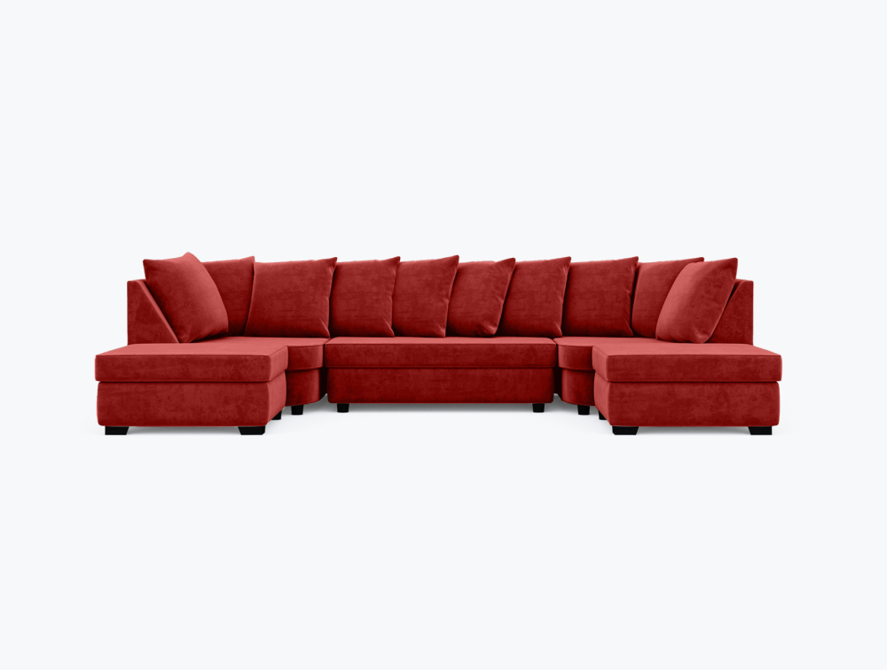 Sunderland U-Shape Sofa-U-Shape-Velvet-Maroon