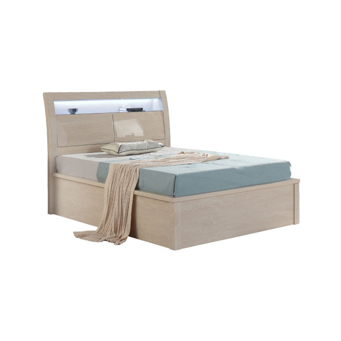 Moscow Glossy Twin Cream Bed-Single-Glossy Cream