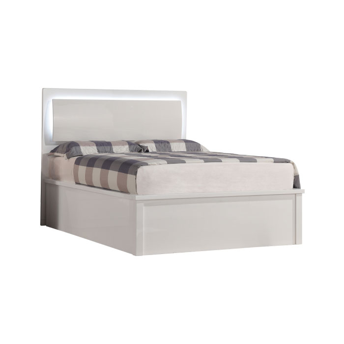 Moscow Slim LED Bed-Single-Glossy Cream