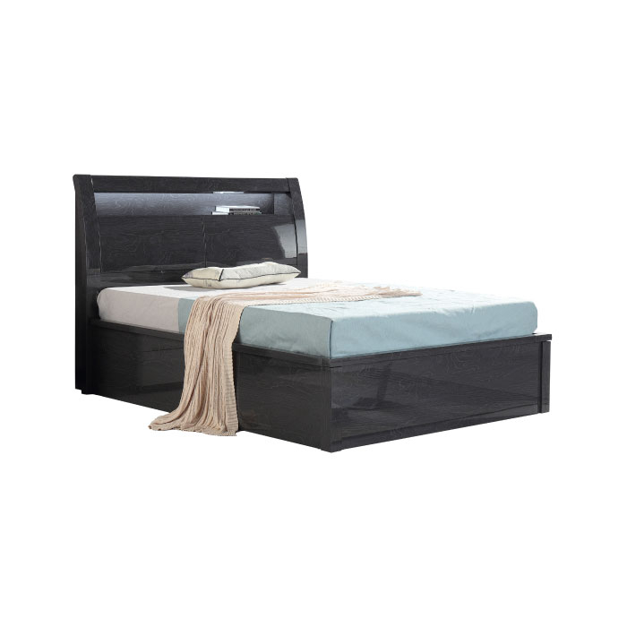 Moscow Glossy Light Grey Bed-Single-Glossy Twin Grey